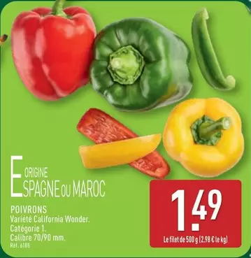 Poivrons offre à 1,49€ sur Aldi