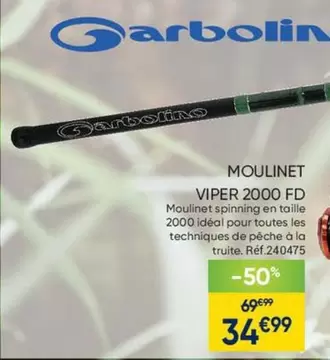 Garbolino - Moulinet Viper 2000 Fd offre à 34,99€ sur Pacific Pêche