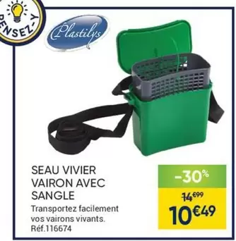 Seau Vivier Vairon Avec Sangle offre à 10,49€ sur Pacific Pêche