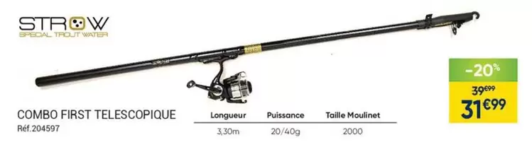 Strow - Combo First Telescopique offre à 31,99€ sur Pacific Pêche