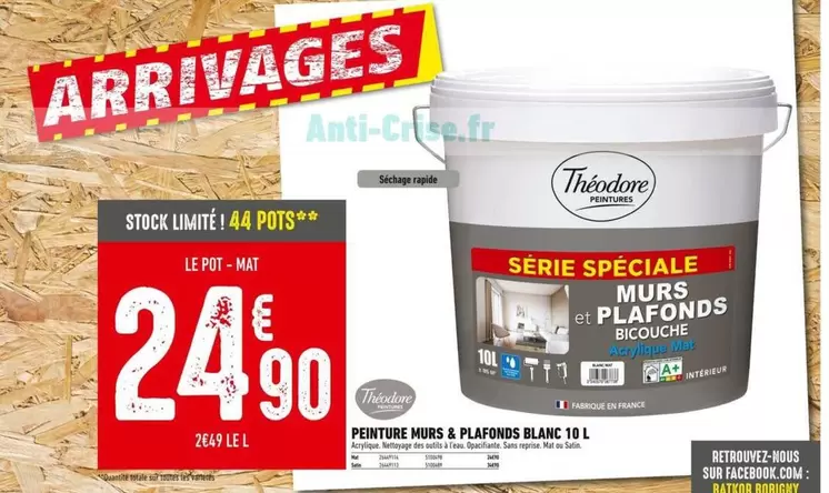 Théodore - Peinture Murs 3 Plafonds Blanc offre à 24,9€ sur Batkor