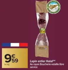 Lapin Entier Halal offre à 9,59€ sur Cora