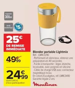 Moulinex - Blender Portable Lightmix offre à 24,99€ sur Cora