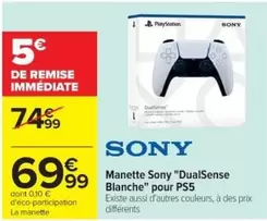 Sony - Manette "dualSense Blanche" Pour Ps5 offre à 69,99€ sur Cora