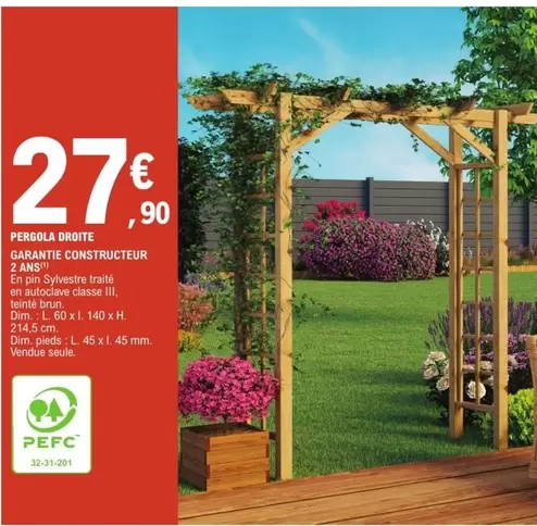 Dim - Pergola Droite Garantie Constructeur offre à 27,9€ sur E.Leclerc