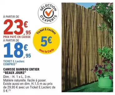 Dim - Camise Bambou Entier "beaux Jours" offre à 23,95€ sur E.Leclerc