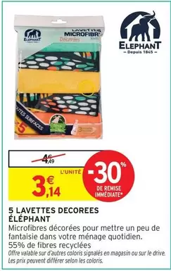 Elephant - 5 Lavettes Decorees offre à 3,14€ sur Intermarché Contact