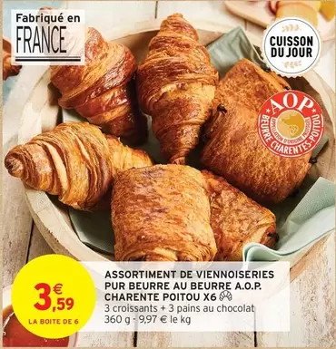 Assortiment De Viennoiseries Pur Beurre Au Beurre A.o.p. Charente offre à 3,59€ sur Intermarché Contact