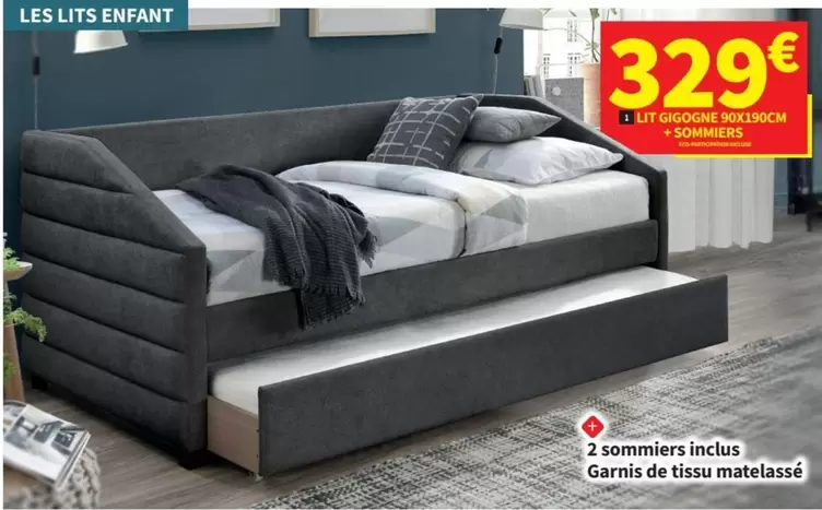 2 Sommiers Inclus Garnis De Tissu Matelass2 offre à 329€ sur Conforama