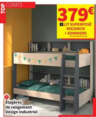 Lit Superposé 90x200cm + Sommiers offre à 379€ sur Conforama