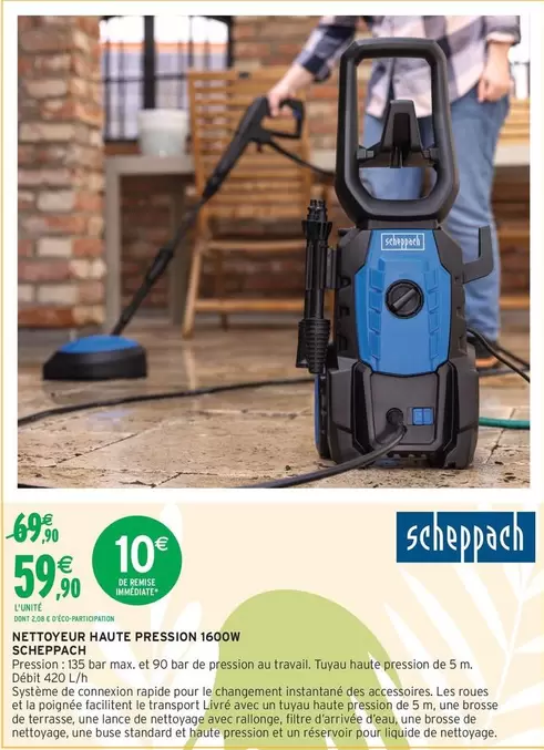 Scheppach - Nettoyeur Haute Pression 1600W offre à 59,9€ sur Intermarché