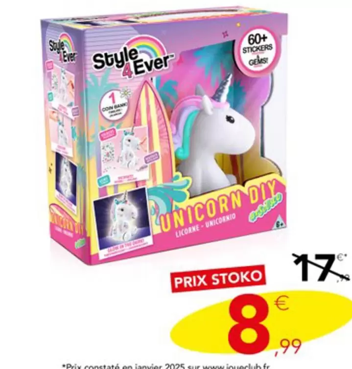 Style 4 Ever Unicorn Diy offre à 8,99€ sur Stokomani