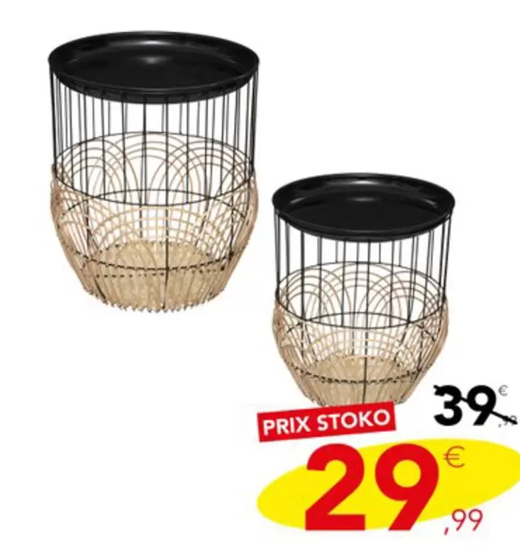 Tables Gigognes Nolan En Métal Et Rotin offre à 29,99€ sur Stokomani