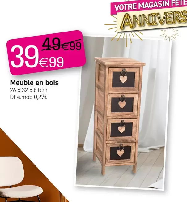 Meuble En Bois offre à 39,99€ sur KANDY