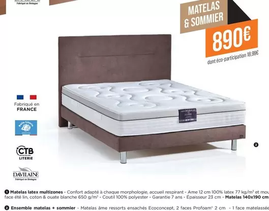 Ensemble Matelas + Sommier offre à 890€ sur Gallery Tendances