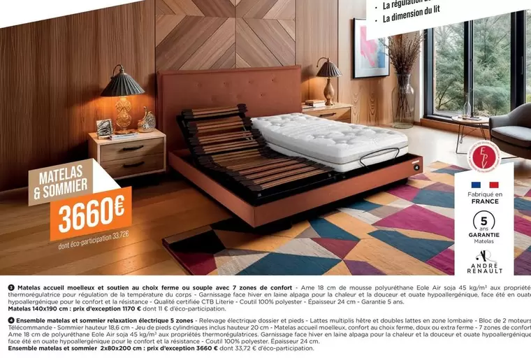  Ensemble Matelas Et Sommier Relaxation Électrique 5 Zones offre à 3660€ sur Gallery Tendances