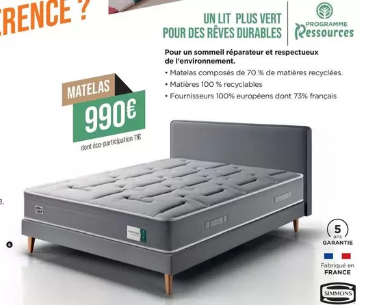 Matelas offre à 990€ sur Gallery Tendances