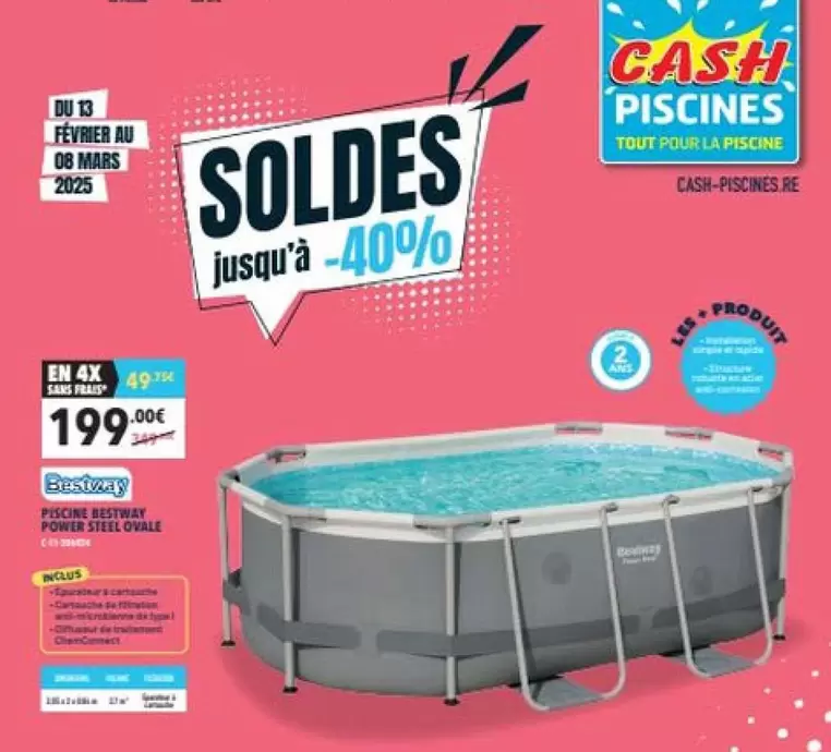 Bestway - Piscine Power Steel Ovale  offre sur Cash Piscines