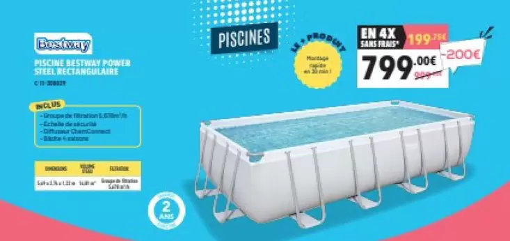 Bestway - Piscine Power Steel Rectangulaire  offre à 799€ sur Cash Piscines