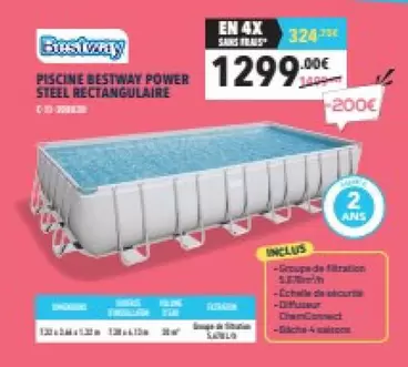 Bestway - Piscine Power Steel Rectangulaire offre à 1299€ sur Cash Piscines