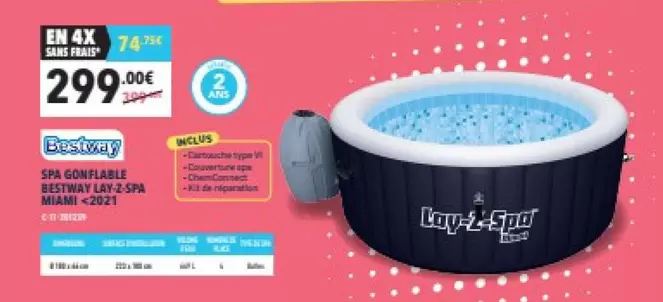 Bestway - Spa Gonflable Lay-Z-Spa Miami 2021 offre à 299€ sur Cash Piscines