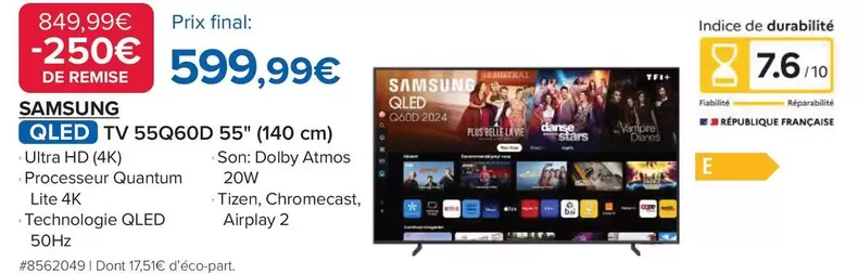 Samsung - Qled Tv 55Q60D 55 140cm offre à 599,99€ sur Costco