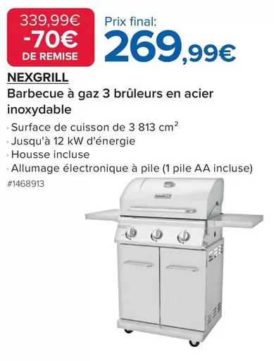 Nexgrill - Barbecue À Gaz 3 Brûleurs En Acier Inoxydable offre à 269,99€ sur Costco