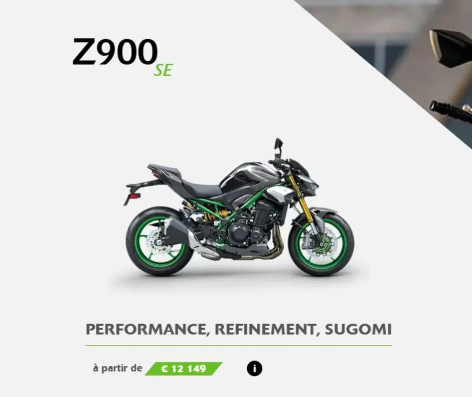 Z900 Performance, Refinement, Sugomi offre à 12149€ sur Kawasaki