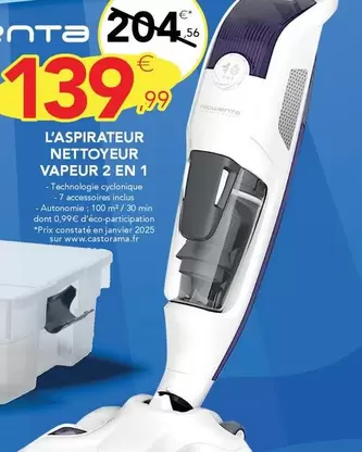 Rowenta - L'Aspirateur Nettoyeur Vapeur 2 En 1 offre à 139,99€ sur Stokomani