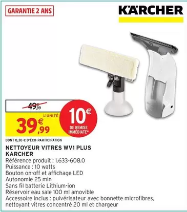 Kärcher - Nettoyeur Vitres Wv 1 Plus offre à 39,99€ sur Intermarché Hyper