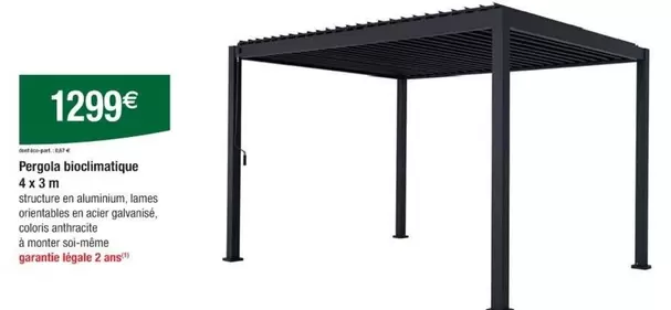 Pergola Bioclimatique 4 X 3 offre à 1299€ sur Cora