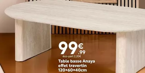 Table Basse Anaya Effet Travertin offre à 99,99€ sur Maxi Bazar