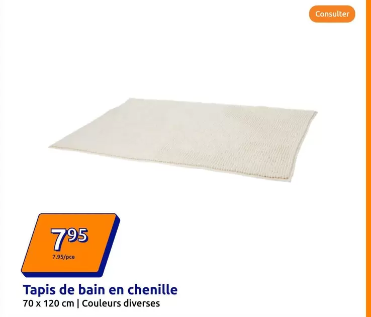 Tapis De Bain En Chenille offre à 7,95€ sur Action