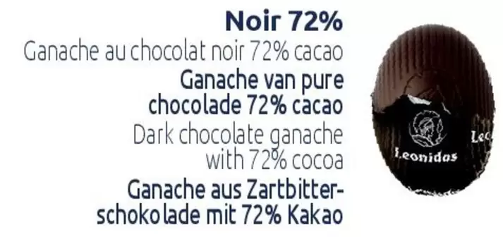 Noir 72% Ganache Au Chocolat offre sur Leonidas