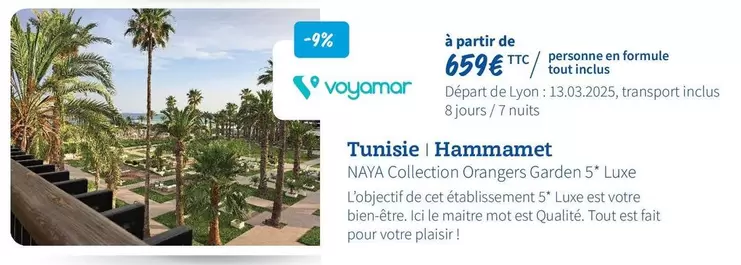 Tunisié Hammanet offre à 659€ sur Macif