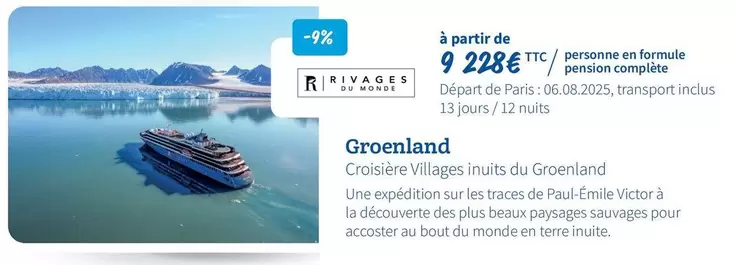 Groenland Croisiere Villages Inuits Du Groenland offre à 9228€ sur Macif