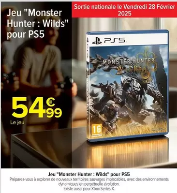 Monster - Jeu "monster Hunter: Wilds" Pour Ps5 offre à 54,99€ sur Carrefour Contact