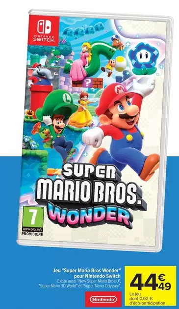 Nintendo - Juegos Maras Bros Wonder offre à 44,49€ sur Carrefour Contact