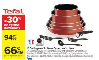 Tefal - Set Ingenio 9 Pièces Easy Cook'n Clean offre à 66,49€ sur Carrefour Contact