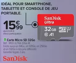 SanDisk - Carte Micro Sd 32go offre à 15,99€ sur Carrefour Contact