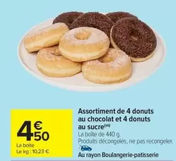 Donuts - Assortiment De 4  Au Chocolat Et 4  Au Sucre offre à 4,5€ sur Carrefour Market