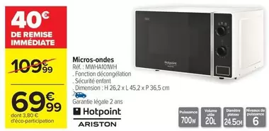 Hotpoint - Micros-ondes offre à 69,99€ sur Carrefour Market