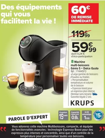 Krups - Machine Multi-boissons Geno offre à 59,99€ sur Carrefour