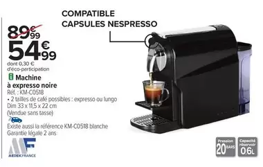 Nespresso - Machine À Expres20 Noire offre à 54,99€ sur Carrefour