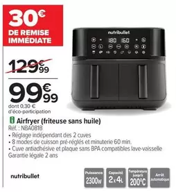 Nutribullet - Airfryer (friteuse Sans Huile) offre à 99,99€ sur Carrefour