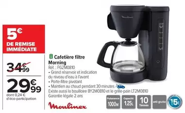 Moulinex - Cafetière Filtre Morning offre à 29,99€ sur Carrefour