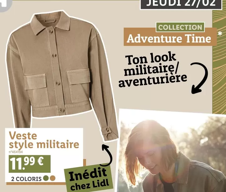 Lidl - Veste Style Militaire offre à 11,99€ sur Lidl