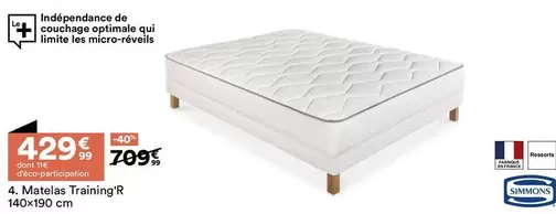 Simmons - Matelas Training R 140x190 Cm offre à 429,99€ sur BUT