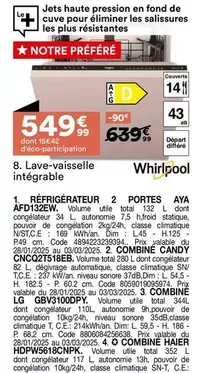 Whirlpool - Lave-vaisselle Integrable offre à 549,99€ sur BUT