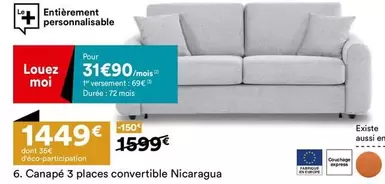 Canapé 3 Places Convertible offre à 1449€ sur BUT